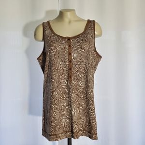 i.e. Relaxed Taupe and Cream Pattern Print Sleeveless Tank Top